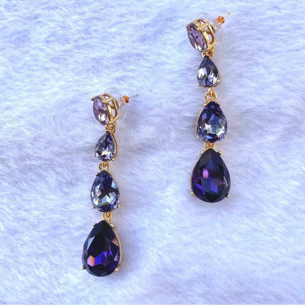 Oscar de la Renta Crystal Gallery Pear Drop Earrings